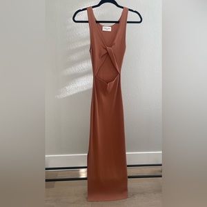 Mocha cut-out long dress